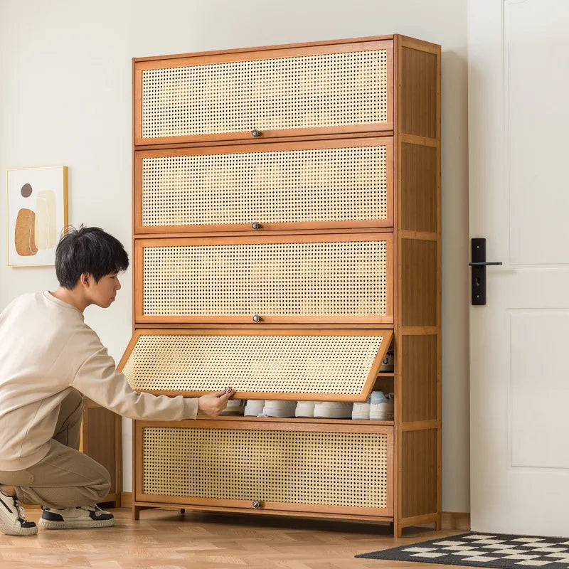 Imitation rattan woven shoe cabinet, simple shoe rack at the door of the home, economical, good-looking indoors Oasis Select
