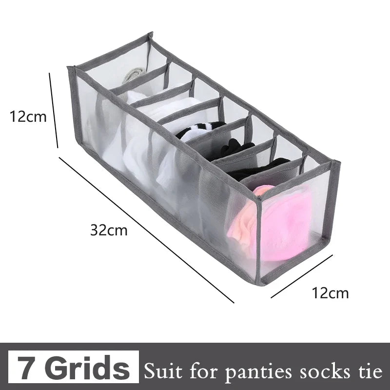 Sports Bra Underwear Organizer Storage Box Panties Socks Storage Boxes Wardrobe Clothes Organizer Cabinet Drawers Separator Box Oasis Select 7grids-grey