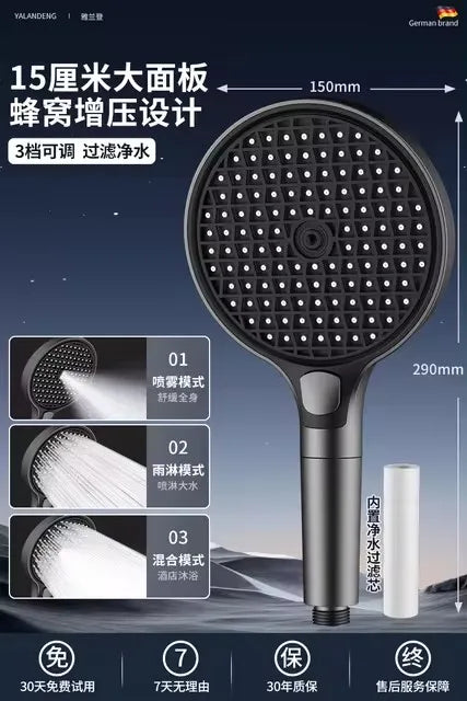 150mm 3-Mode Rainfall Shower Head with Filter | Zloog Rainfall Shower Head Oasis Select Grey China Mainland