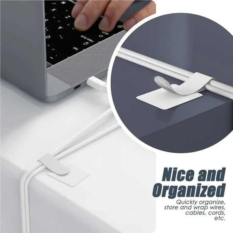 New Reusable Cable Ties Velcro Ties Self-Adhesive Power Cord Cable Holder Adjustable Cord Storage Desktop Organiser Manager Oasis Select