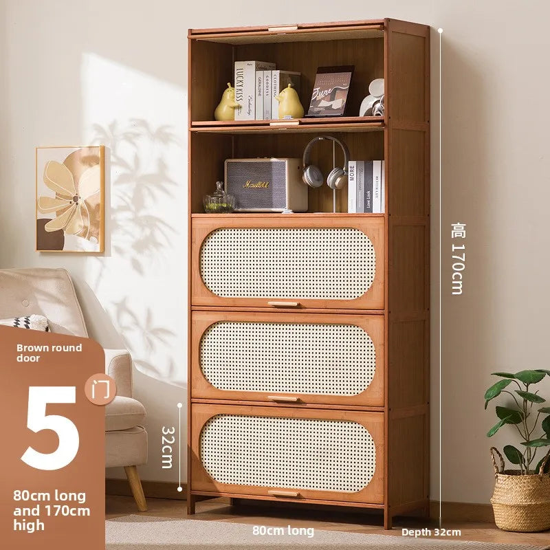 Floor-to-ceiling bookcase home living room children's wall multi-layer storage cabinet storage cabinet simple bedroom Oasis Select 80 long five doors
