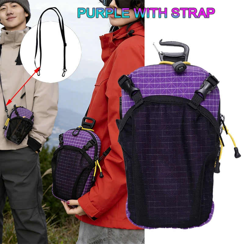 Water Bottle Holder Phone Pocket Outdoor Waterproof Adjustable Strap Nylon Backpack Shoulder Pouch for Cycling Hiking Camping Oasis Select A PURPLE