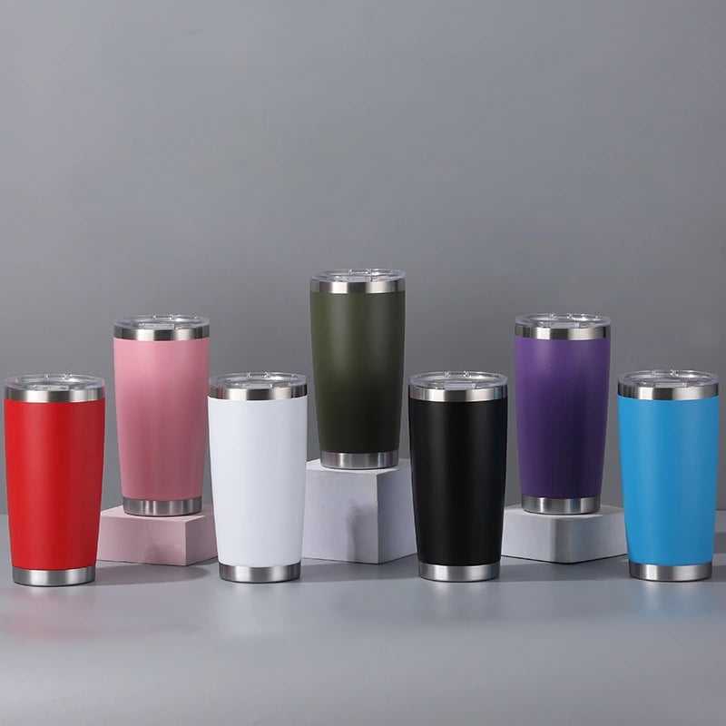 20oz 304 Stainless Steel Insulated Thermos Cups, Double-Wall Vacuum Insulation, Coffee/Beer/Party Cups with Spill-Proof Lid Oasis Select