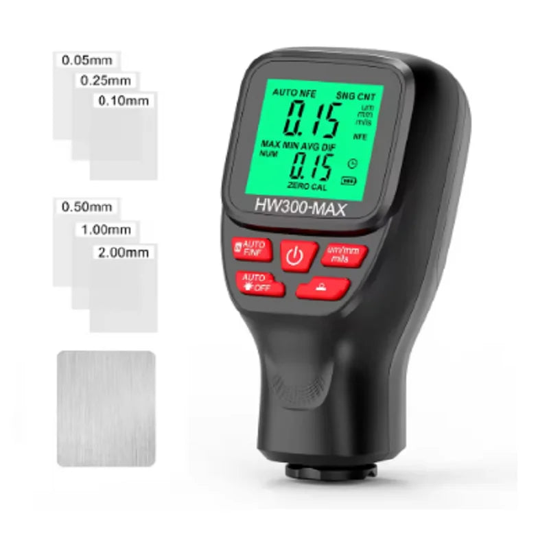  HW300-MAX Car Coating Thickness Gauge 0-2000UM Car Paint Film Thickness Tester Paint DFT Measuring Meter Cars Measuring Tools Oasis Select Black