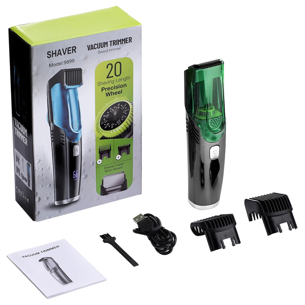 AFDEAL Vacuum Beard Trimmer – LCD, IPX6, 20 Lengths, USB-C
