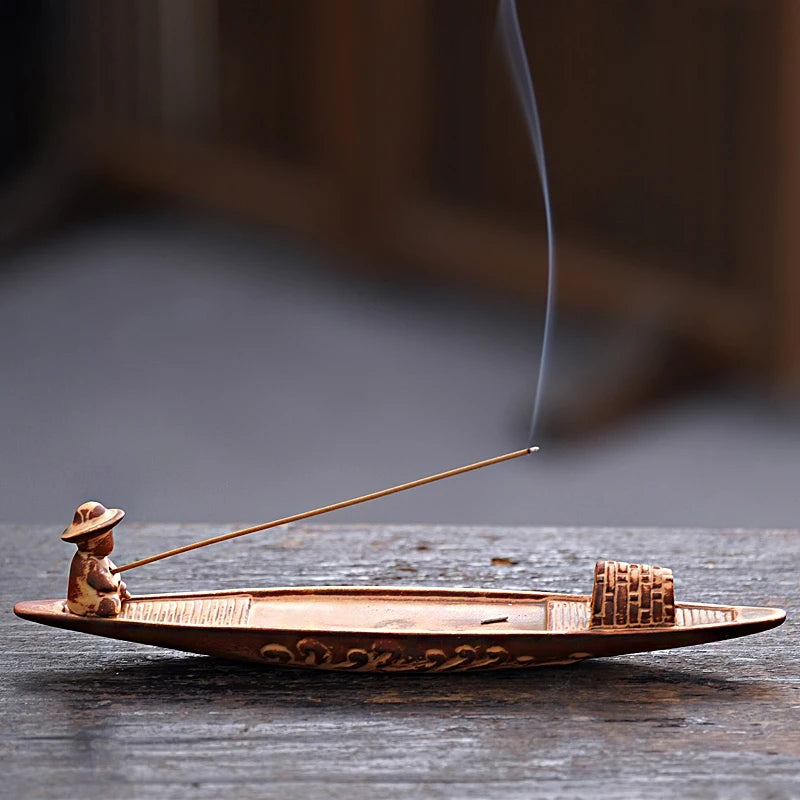 An Old Man's Fishing Room Features A Creative Incense Stand with A Zen Tea Ceremony and A Ceramic Aroma Diffuser Insence Burner Oasis Select Line incense burner