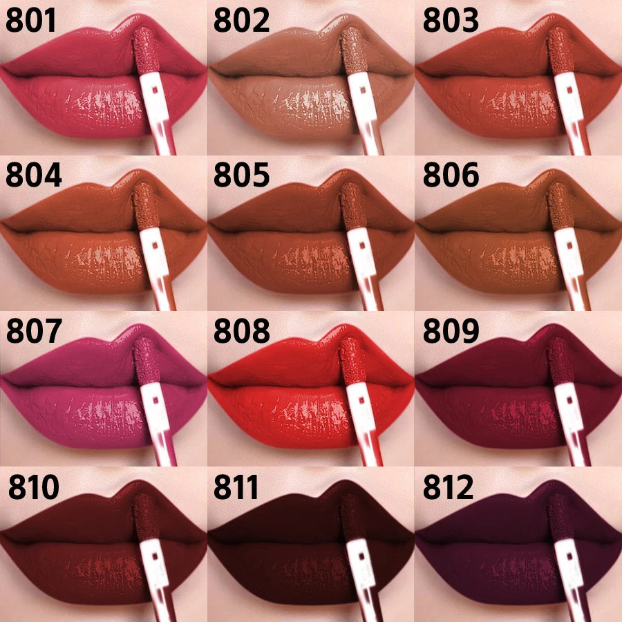 MCD 12-Color Lip Gloss Set – Matte Velvet Liquid Lipstick