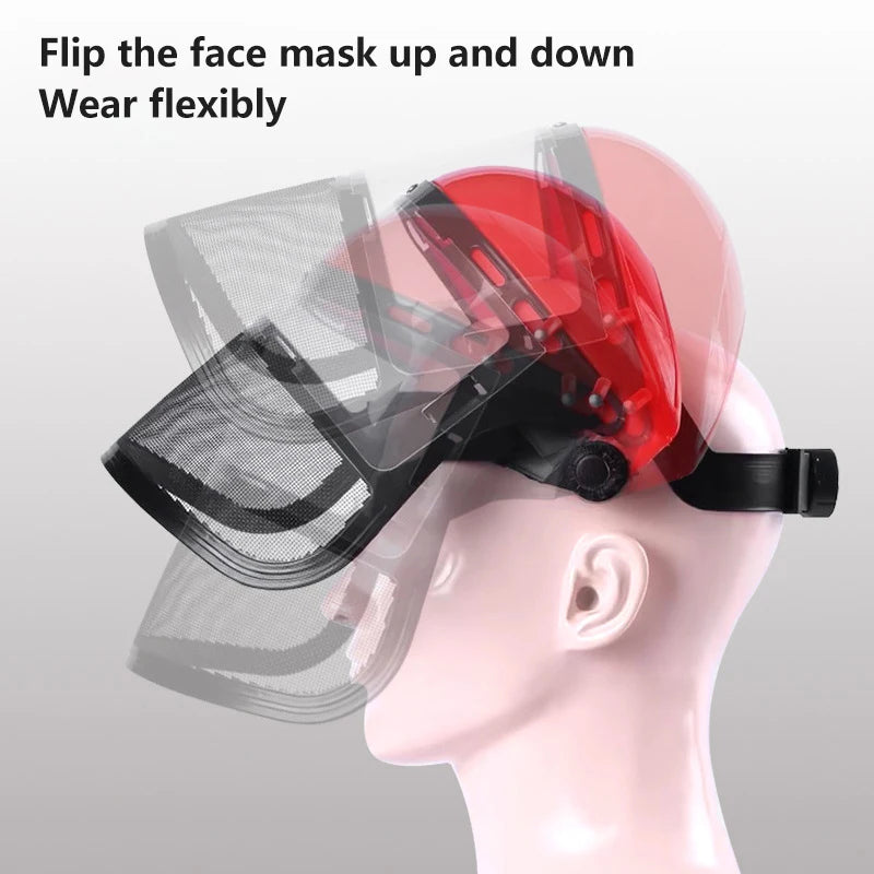 Safety Head-Mounted PVC Protective Mask Anti Splashing Grass Anti Dust Mask For Cutting Hat Avoid Face Screen Protection Mask Oasis Select