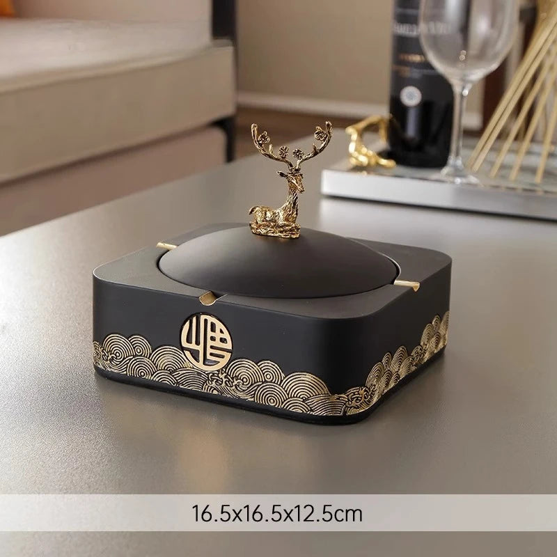 New Chinese Style Ashtray Zen Inspired Creative Personality Trendy Home Living Room Coffee Table Niche High-end Decoration Oasis Select E