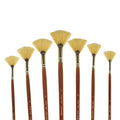 7/14pcs Artist Fan Paint Brush, Hog Bristle Natural Hair Anti-Shedding Brush Tips, Long Wooden Handle for Comfortable Holding Oasis Select 7pcs Bristle Fan