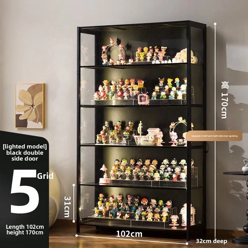 Luxury Glass Door Solid Wood Figure Blind Box Model Dust-proof