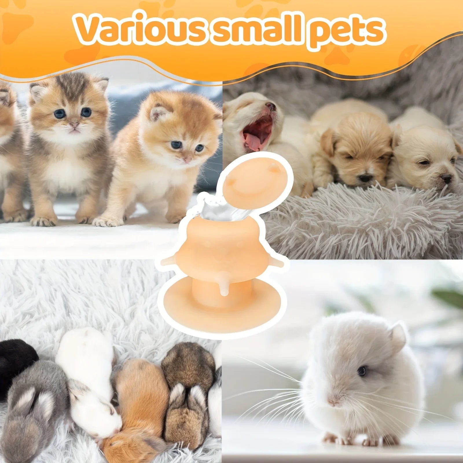 2025 New Kitten Feeding Device, 7.78 oz, with 4 soft and durable silicone pacifiers for easy feeding pet products cat dog Oasis Select