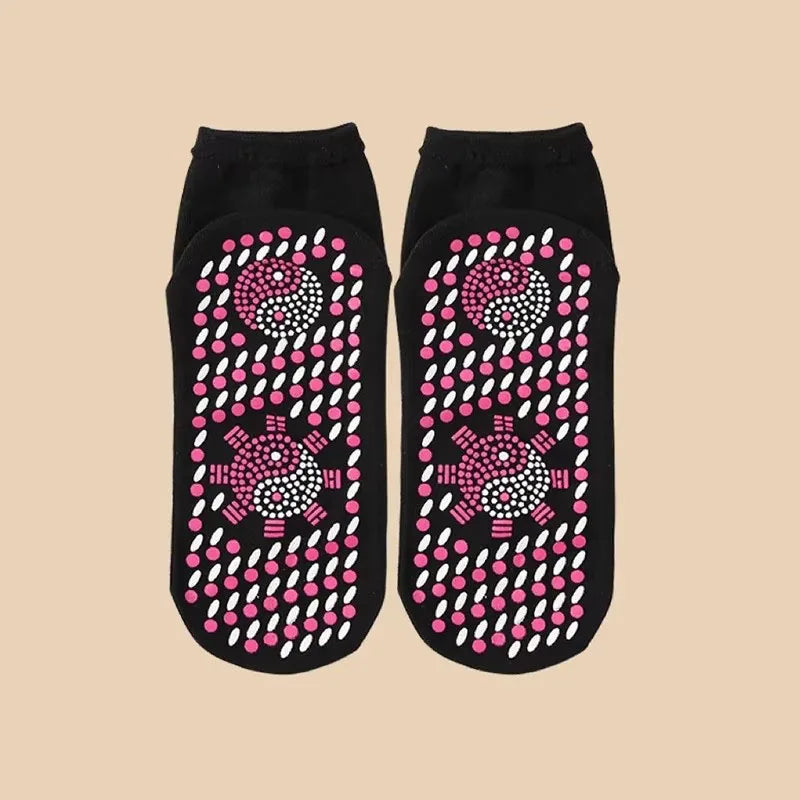 1/2/4/6pairs Self-Heating Socks Winter Warm Thermal Health Care Socks Slimming Health Short Sock Magnetic Therapy Health Sock Oasis Select 1pairs black