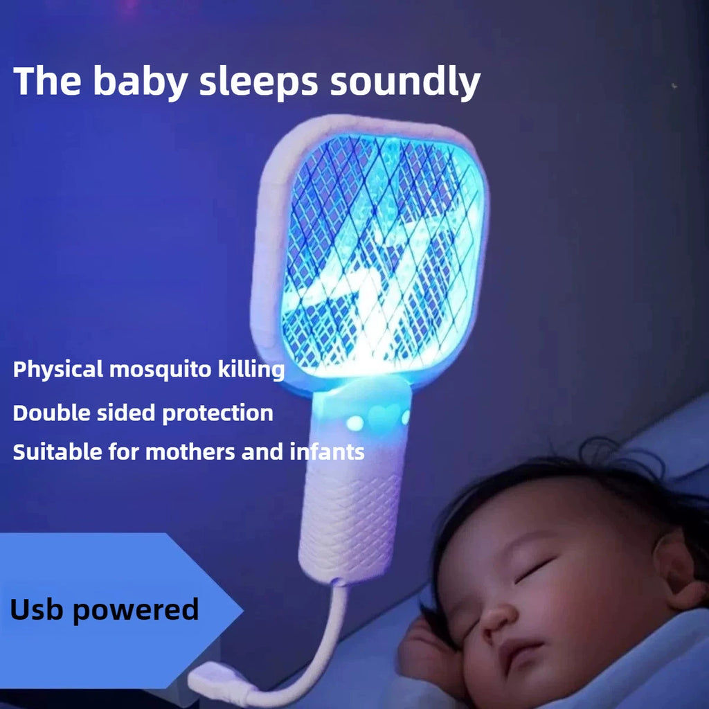Electric Mosquito Swatter Rechargeable Bug Zapper UV Light Fly Killer Insect Racket for Home Outdoor Pest Control Camping Use Oasis Select