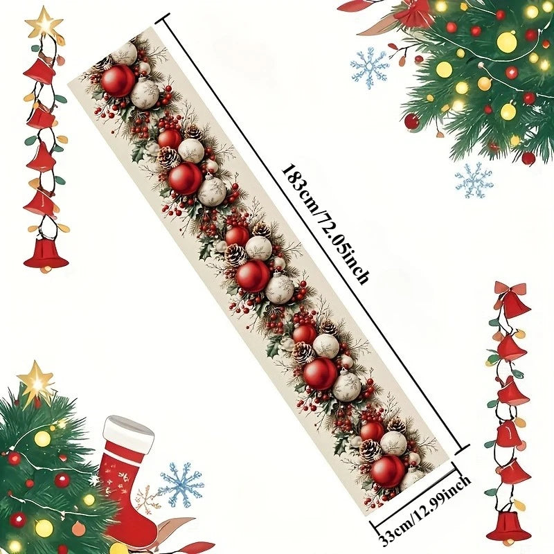 1pc Festive Christmas Table Runner - Polyester, Rectangular Holiday Table Decor for Home and Gift Giving, Christmas Decorations Oasis Select 1pc