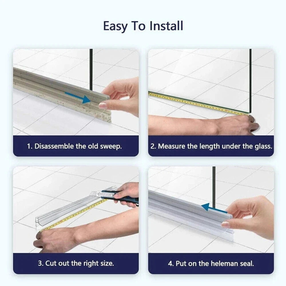 Bath Shower Screen Door Seal Strip PVC Shower Frameless Glass Door Gap Glue-free Waterproof Strips Shower Room Window Seal Strip Oasis Select