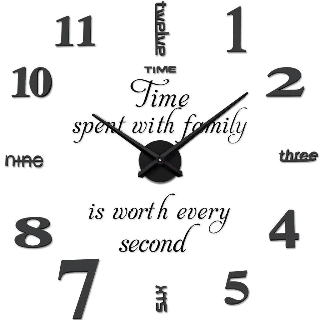 DIY Modern 3D Wall Clock Minimalist Silent Quartz Movement Wall Watch for Living Room Home Decor Oasis Select