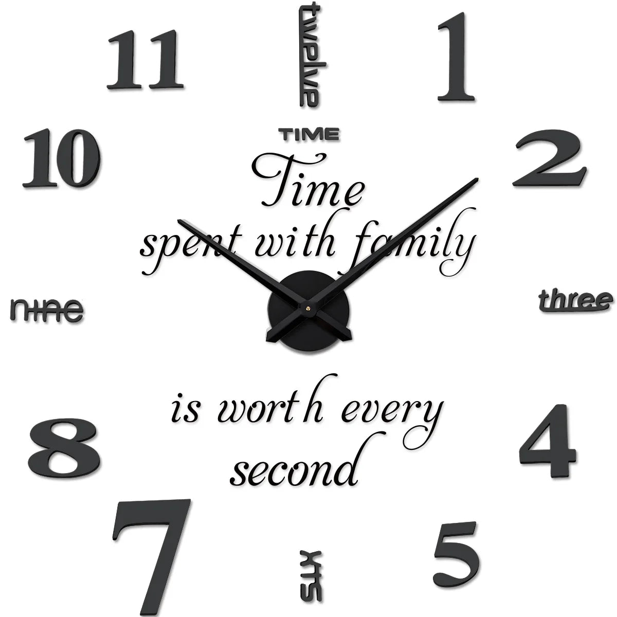 DIY Modern 3D Wall Clock Minimalist Silent Quartz Movement Wall Watch for Living Room Home Decor Oasis Select
