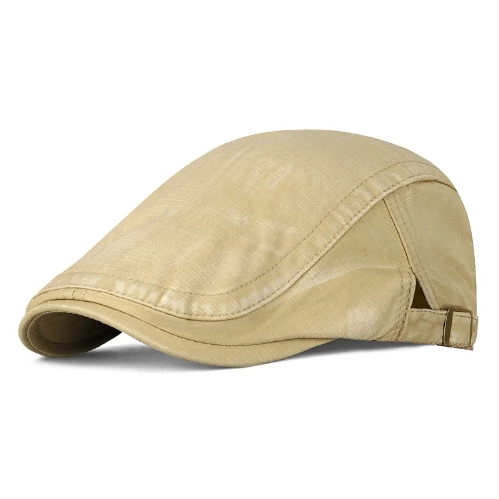 Driving Golf Retro Denim Beret Hat washed cotton Baker Peaked Newsboy Hat Adjustable Painter Hat Women Oasis Select Khaki