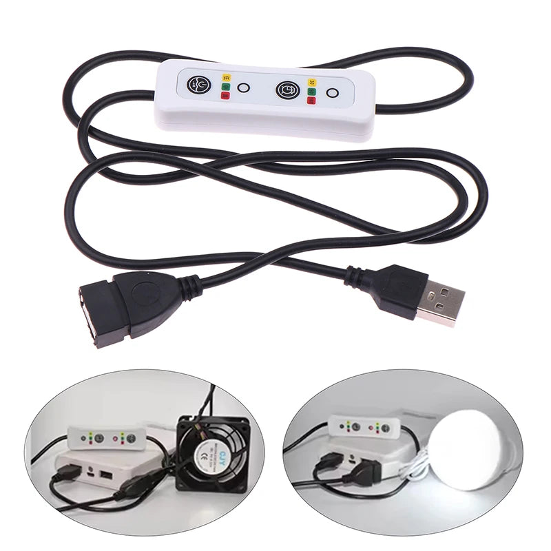 3-Timing 0.5h/1.5h/3h 3-Speed Controller For USB Ceiling Fan LED Lamp Power Extension Switch Cable Oasis Select Default Title