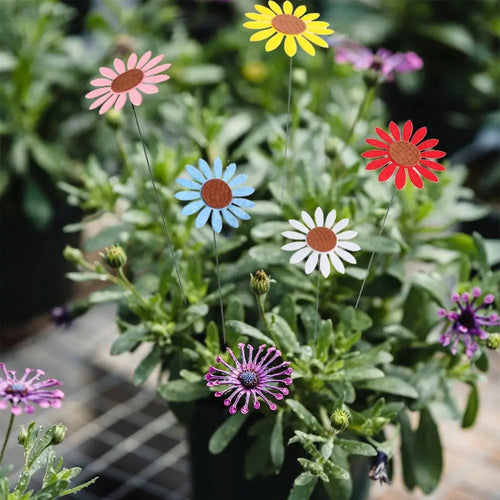 10pcs Metal Decorative Garden Stakes Colorful Art Flower Ground Stake Creative Garden Floor Plugs Potted Plants Oasis Select