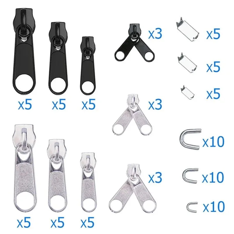Zipper Repair Kit Easy Fix Zipper Slider Head Puller Closure Universal Replacement for Broken Wearable Household Oasis Select