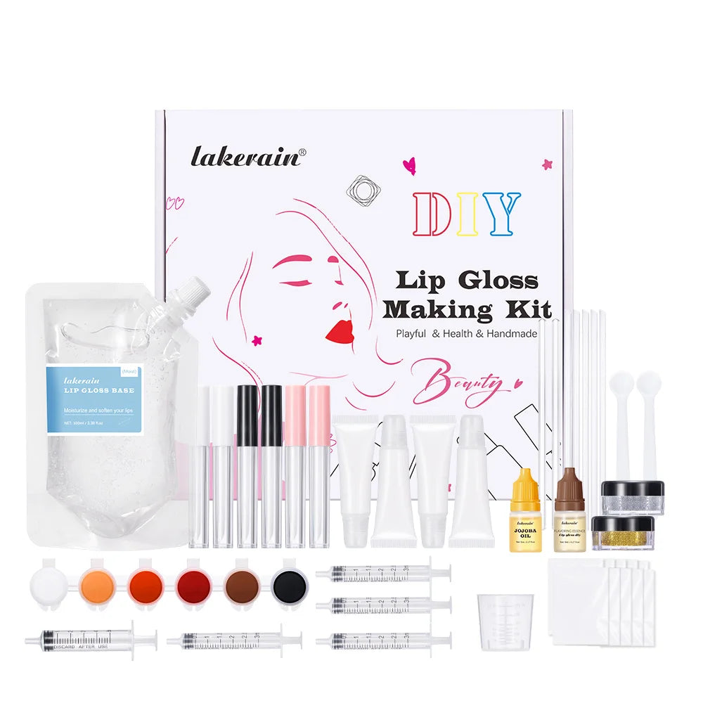 New Lip Gloss Making Kit Moisturizing Lip Gloss Base Diy Raw Material Tool Kit Shiny Glitter Lip Tints Glaze Handmade Cosmetic Oasis Select new box