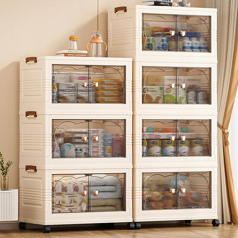 Double-Door Foldable Storage Box Portable Multi-Size Organizer Space-Saving for Living Room Bedroom Study No Assembly Required Oasis Select