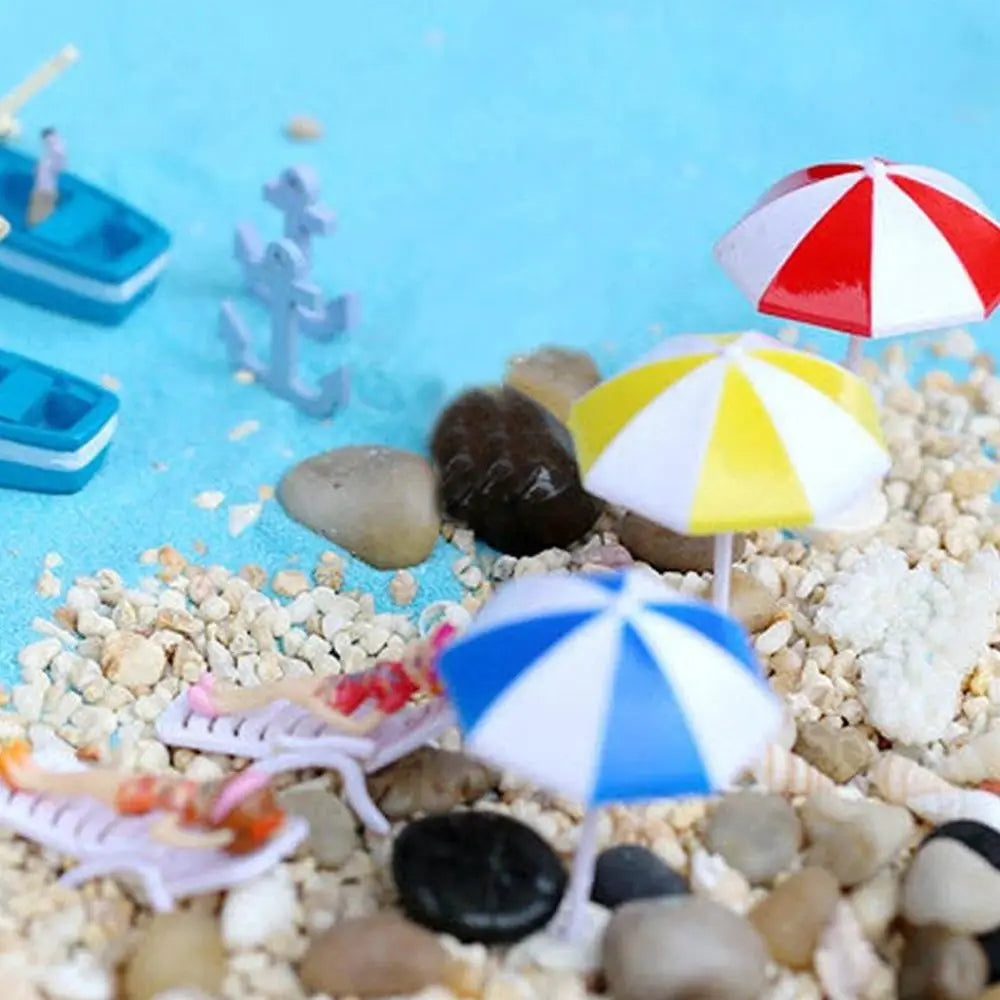 Ornaments Miniature Landscape Dollhouse Bonsai Decor Miniature Figurines Sun Umbrella Beach Seascape Decoration Micro Landscape Oasis Select