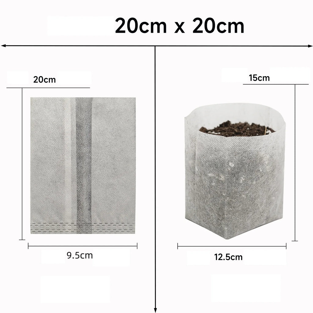 100-Pack Biodegradable Nursery Grow Bags | Non-Woven Fabric Pots