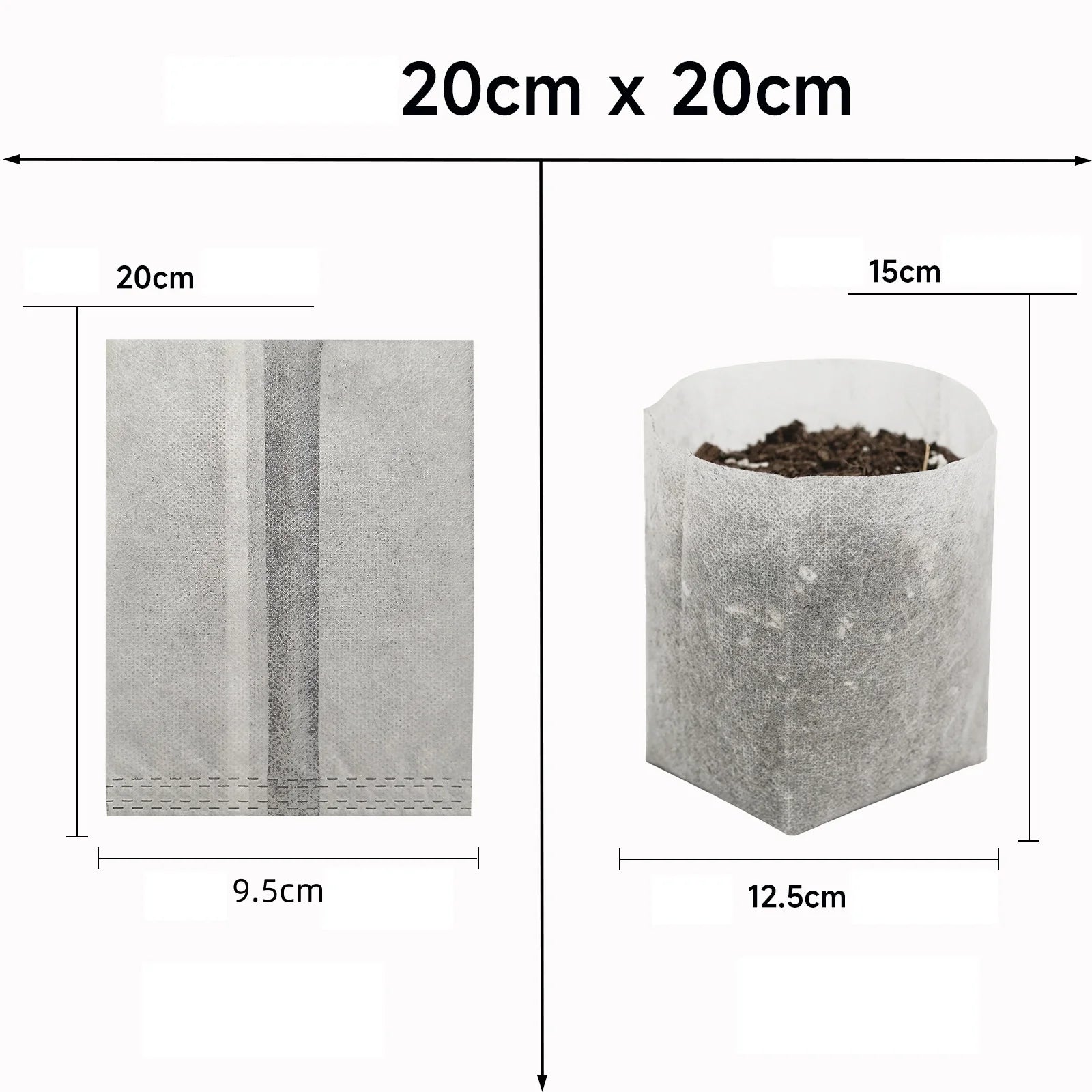 100-Pack Biodegradable Nursery Grow Bags | Non-Woven Fabric Pots