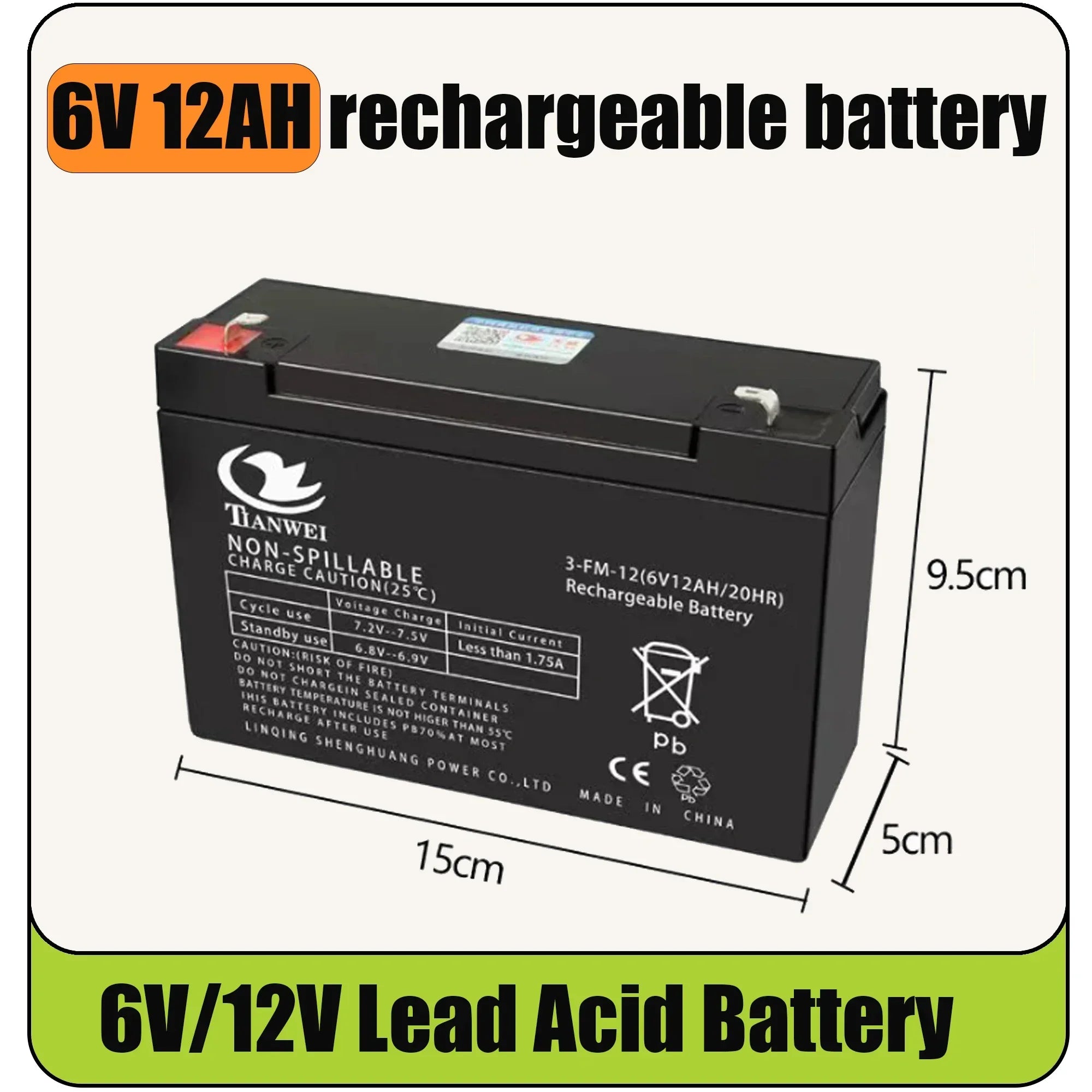 6V 12V Rechargeable Battery For Children's Electric Vehicles Toy Cars Motorcycles Baby Strollers Battery 5Ah 7Ah 8Ah 12Ah Oasis Select 6V 12Ah