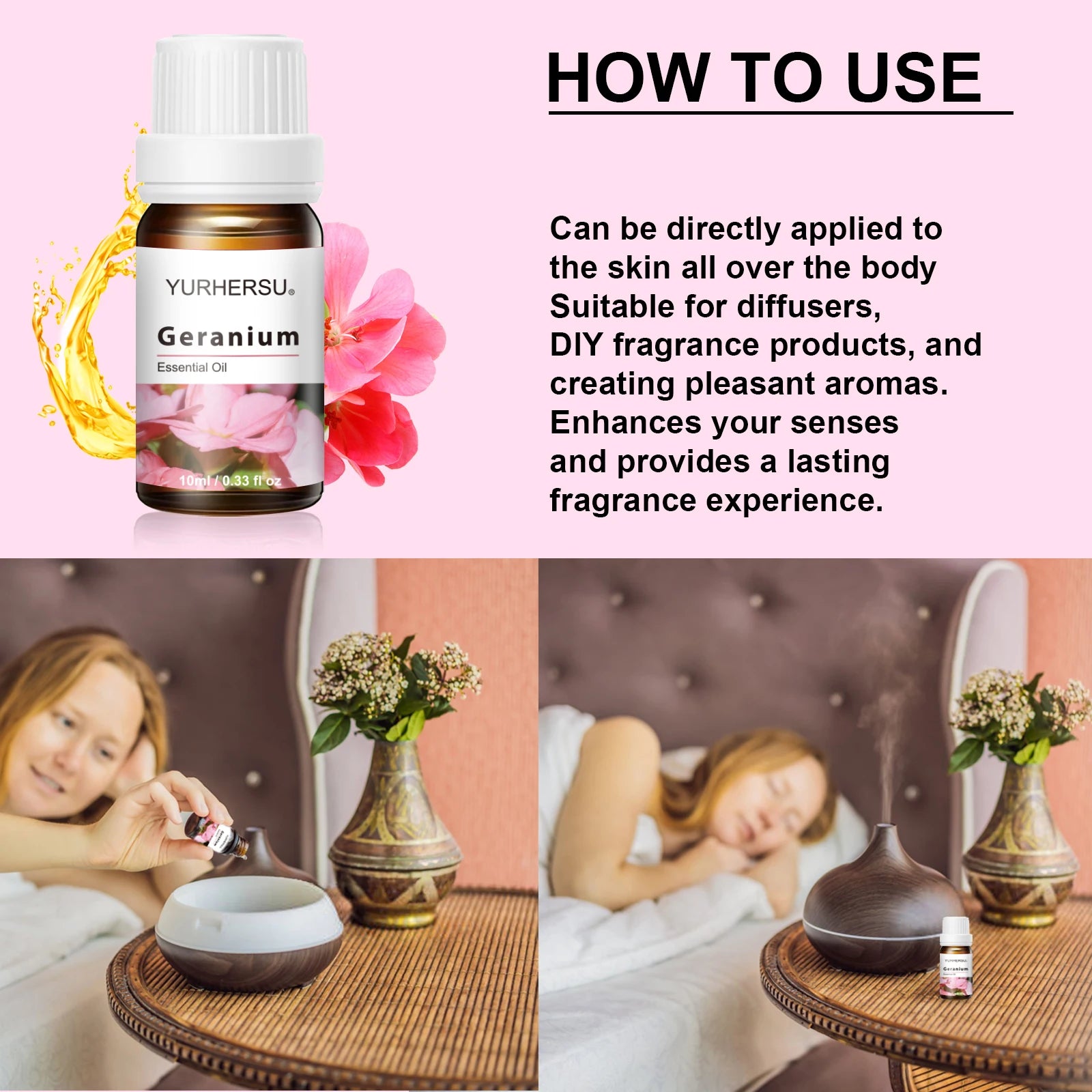 Rose & Ylang Ylang Essential Oil Set – Diffuser & Massage