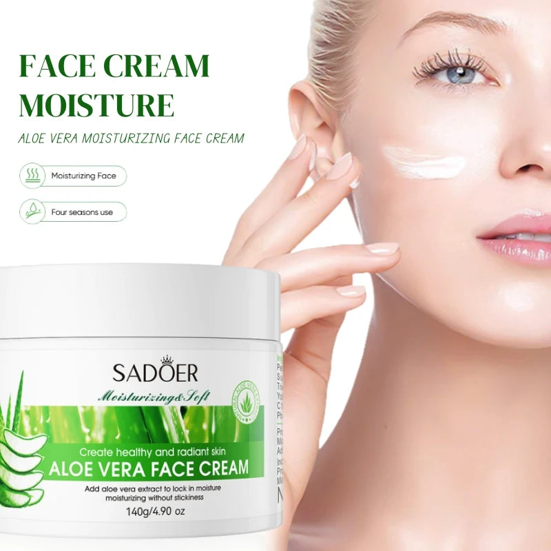 SADOER Aloe Vera Moisturizing Cream 140g – Glycerin, Non-Greasy Moisturizing Face Cream Oasis Select
