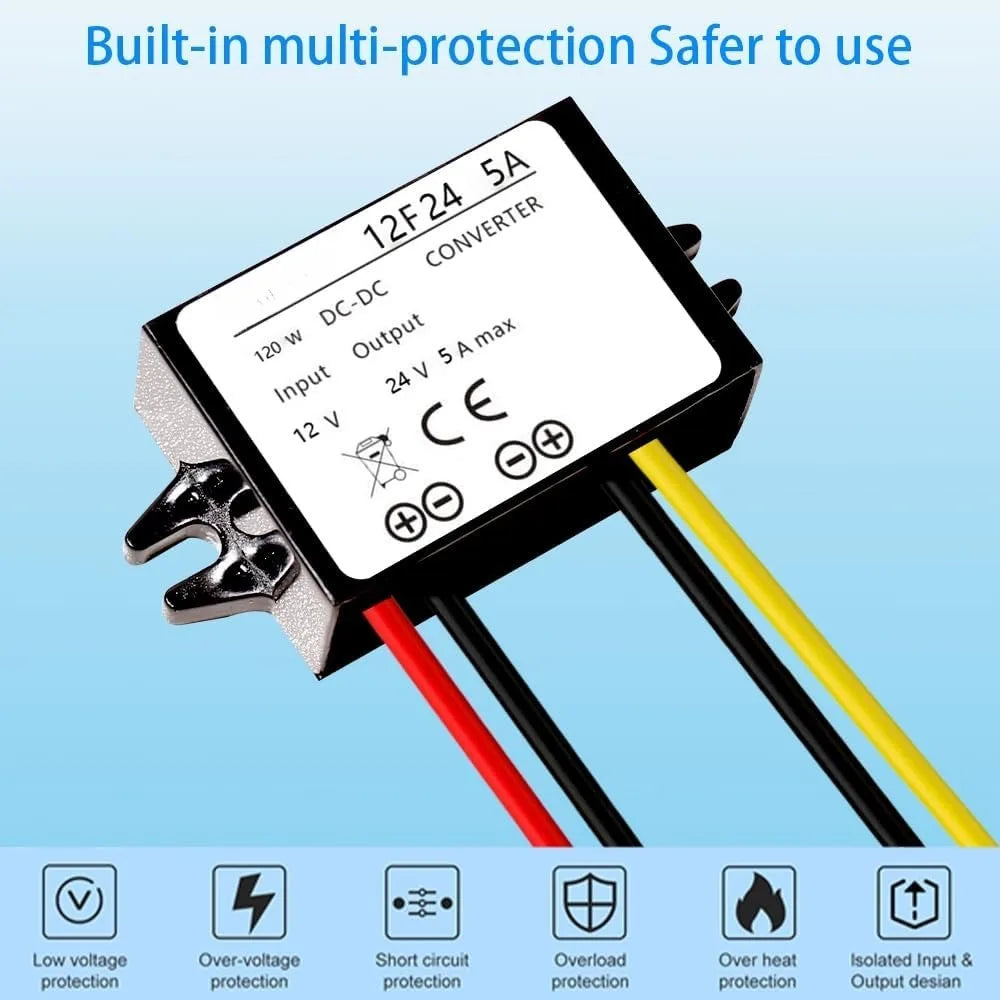 DC/DC 12V To 24V Converter 5A Step Up Converter Voltage Waterproof Power Supply Module Boost Transformer For Car Truck Vehicle Oasis Select