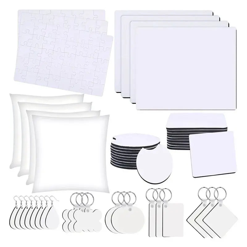 LIKE WISH 82PCS Sublimation Blanks Products Set, Christmas Craft Sublimation Kit DIY Heat Printing Pattern Craft Oasis Select Photo Color