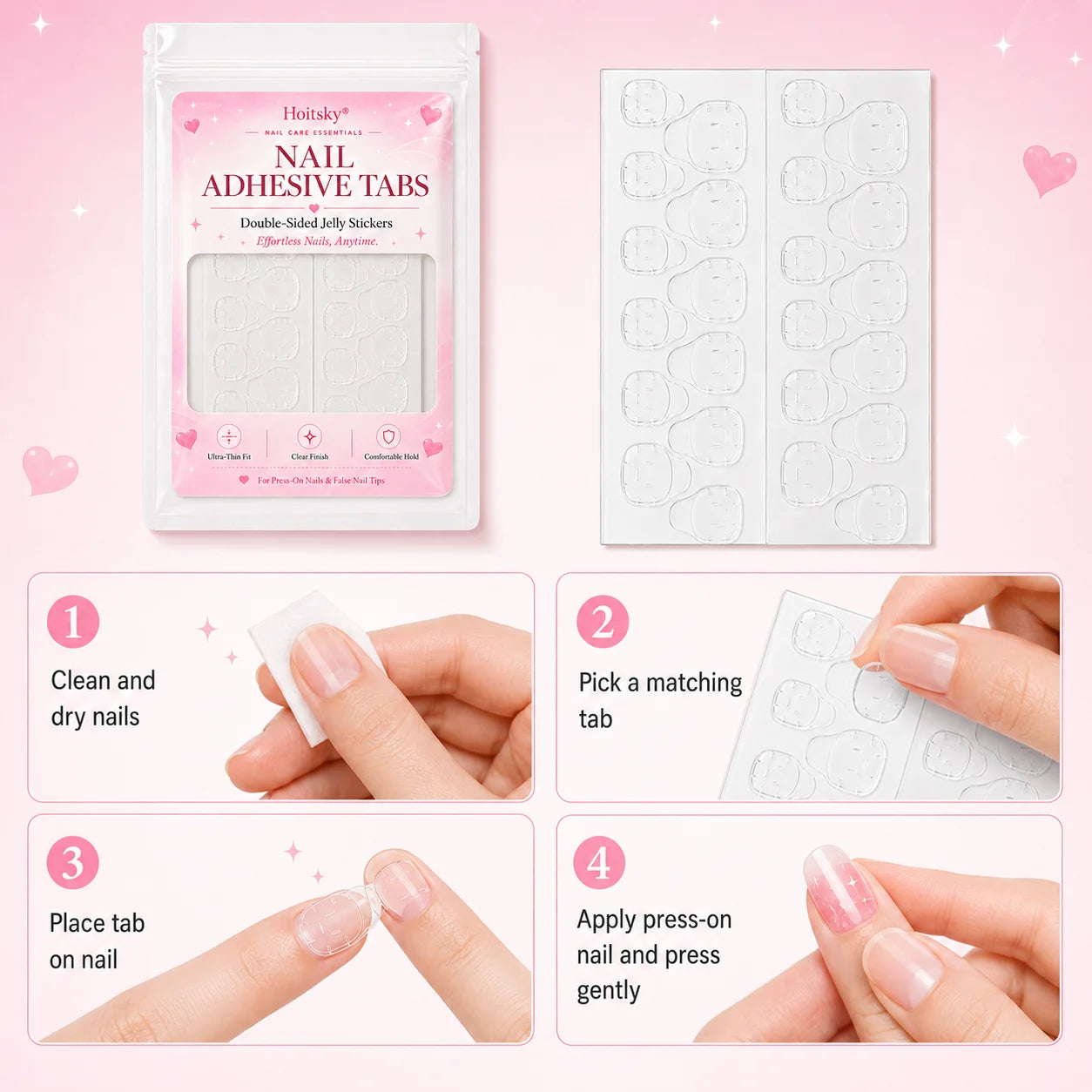 5/10Pcs Super Sticky Waterproof Nail Adhesive Tabs Reusable Glue Stickers for Press-On Nails Portable Manicure Supplies Oasis Select