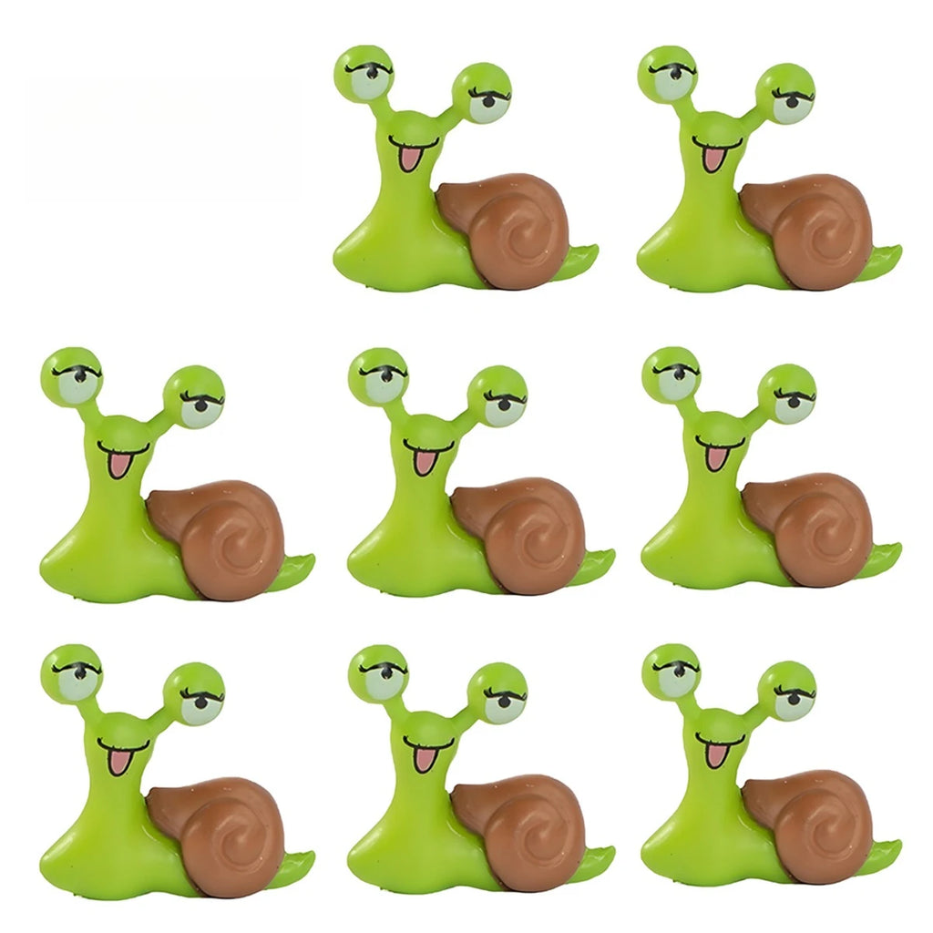 2-8 PCS Miniature Resin Snail Figurine – Cute Garden Ornament for Fairy Dollhouse, Bonsai Plant Decor & Terrarium Oasis Select Green-8pcs