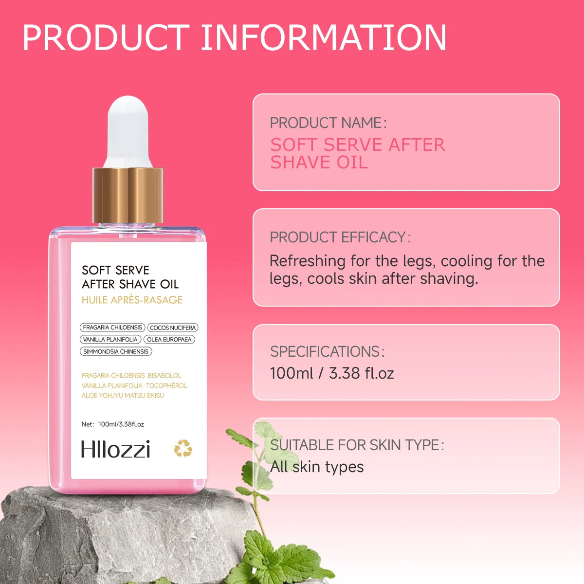 100ml/3.38f.oz Strawberry soft serve after shave oil Deeply hydrating and nourishing the skin Men & Women Hydrating Serum Oasis Select