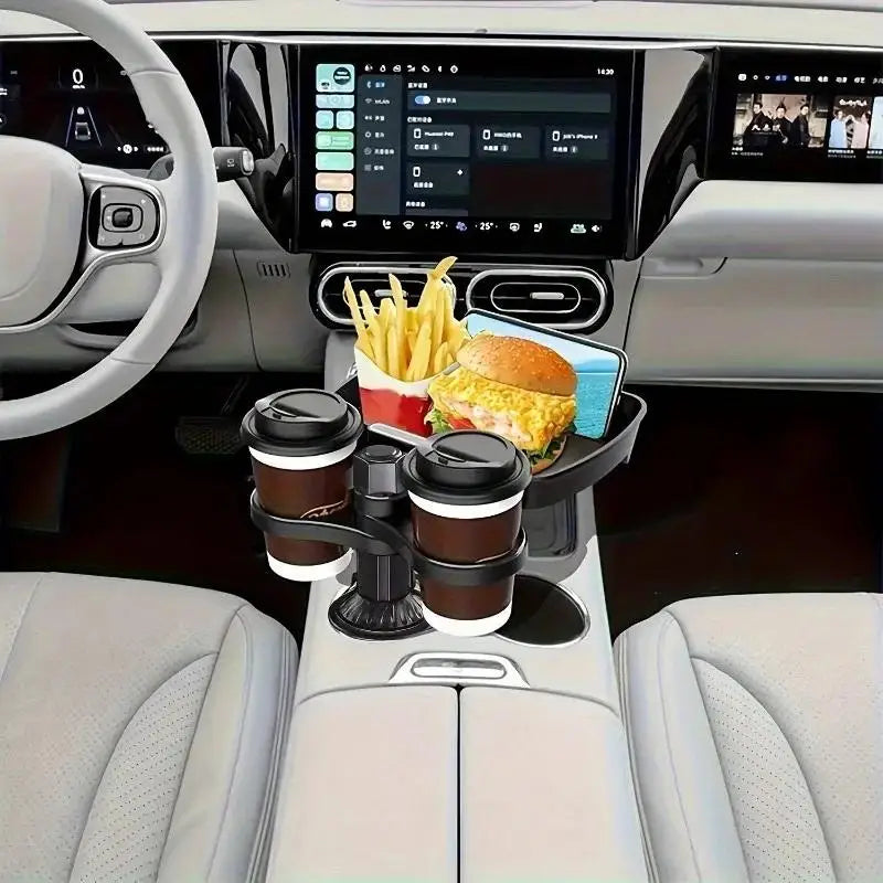 3-in-1 Detachable Car Cup Holder Tray-Expandable Food Table With 360° Rotating Design,Sturdy Base For Long Road Trips Table Tray Oasis Select