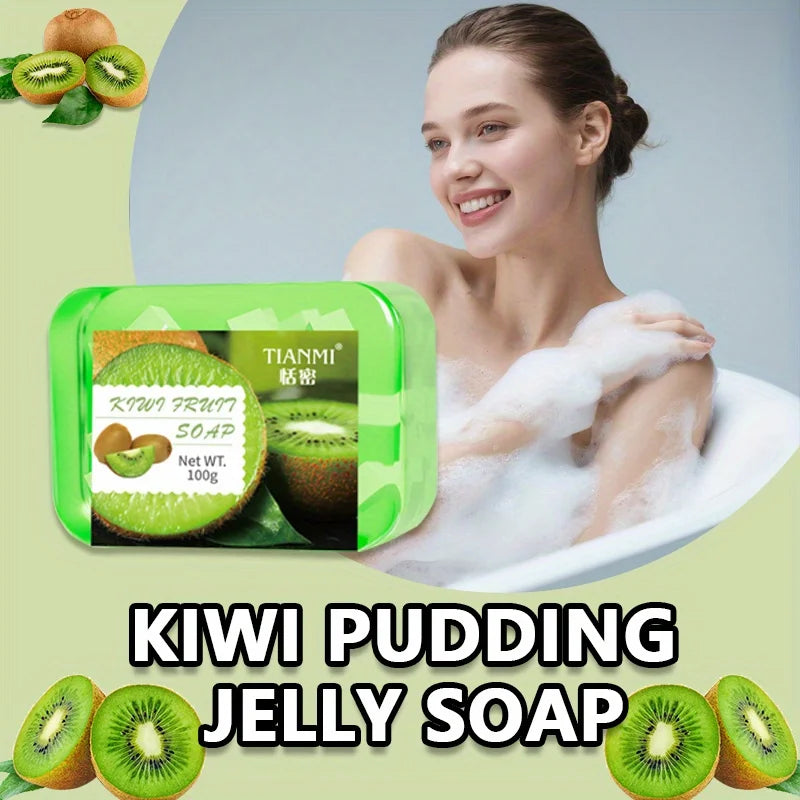 Kiwi Jelly Soap deeply cleanses and removes makeup, bathes the whole body, moisturizes and nourishes, is gentle and not tight, Oasis Select