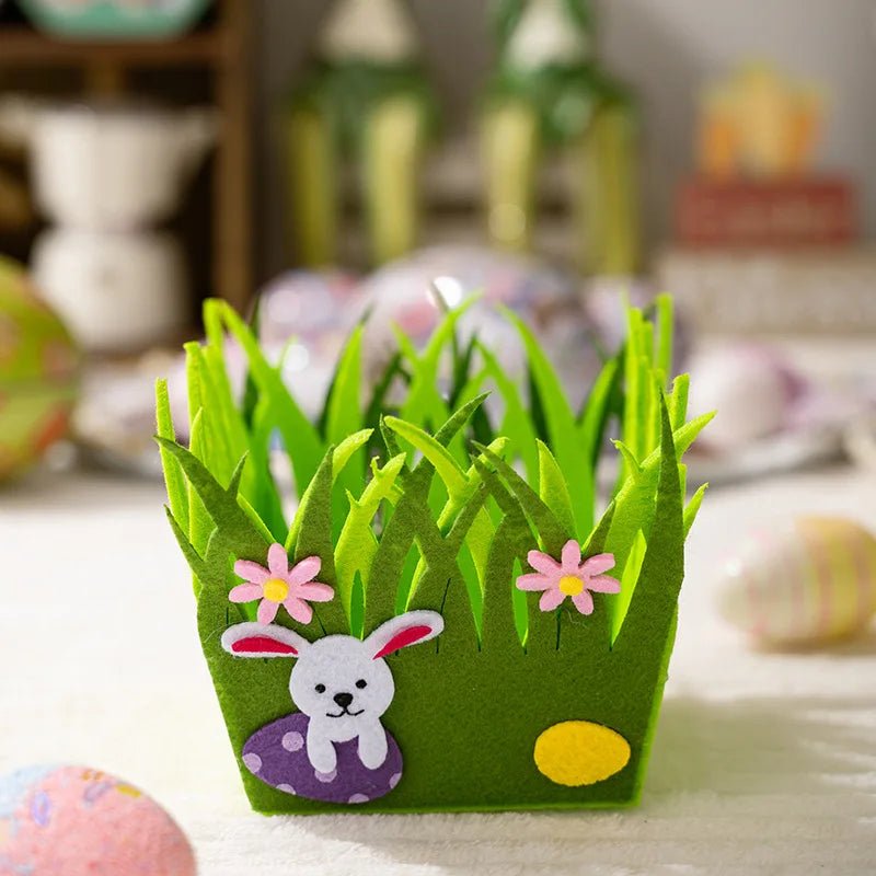 Easter Egg Basket Square Handheld Gift Packaging Bag Felt Kids Cookie Candy Bags Easter Party Birthday Party Favors Gift Decor Oasis Select Style 6 Other
