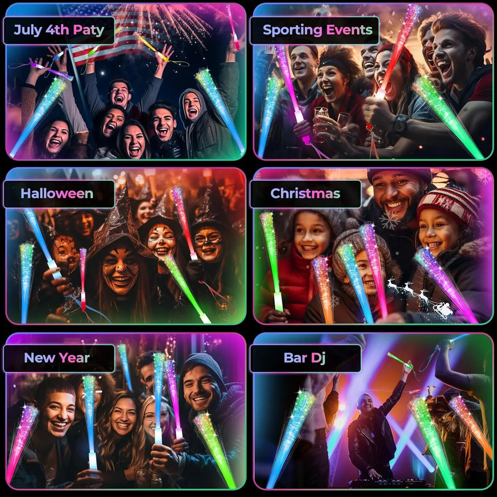 120PCS LED Glow Sticks Night Lighting Fiber Optic Birthdays Weddings Dark Parties Concerts Christmas Halloween Lighting Props Oasis Select