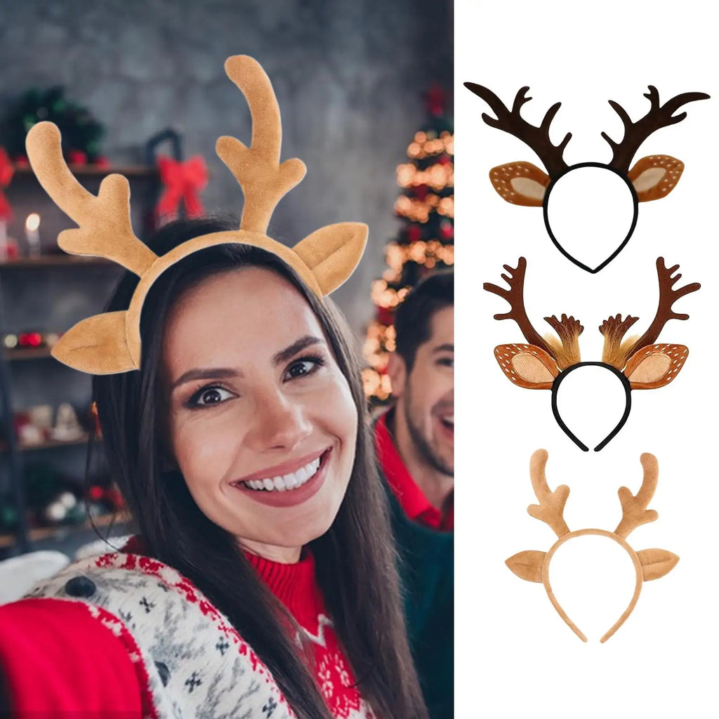 Antlers Headband Christmas Cosplay Headwear Decorative Festive Hairband for Kids Teens Adults Collectors Costume Parties Themed Oasis Select