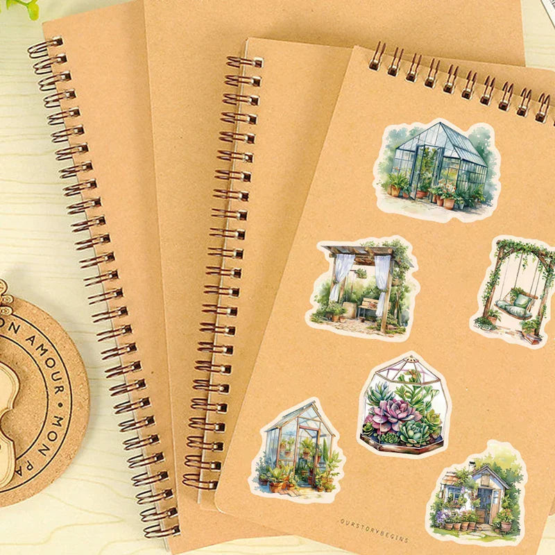 50PCS Flower Field Cottage Cartoon Stickers DIY Scrapbooking Guitar Snowboard Motorcycle Luggage PET Sticker Oasis Select