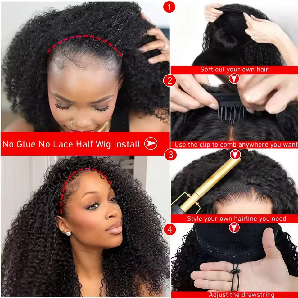 300 Density Burmese Curly Human Hair Wigs For Women 4C Afro Kinky Culry 3 IN 1 Half Wigs Human Hair Wigs 100% Human Hair On Sale Oasis Select