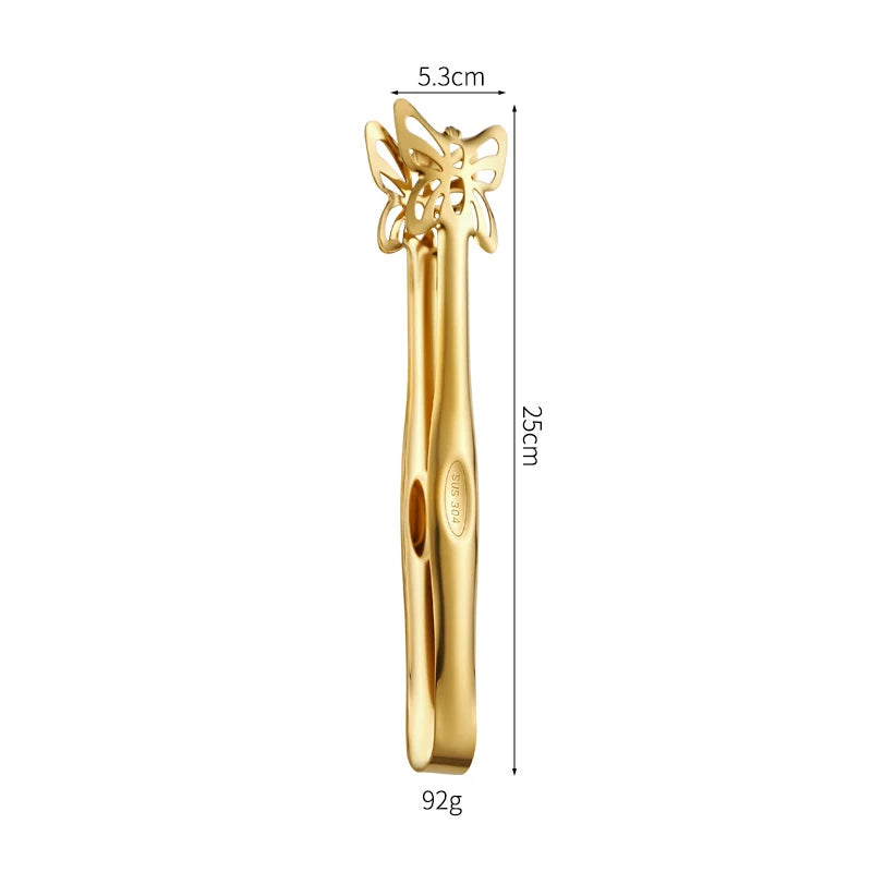 Cat Design Stainless Steel Grill Tongs Heavy Duty Kitchen Food Tongs for Outdoor Cooking Small Appliances Oasis Select Gold Butterfly