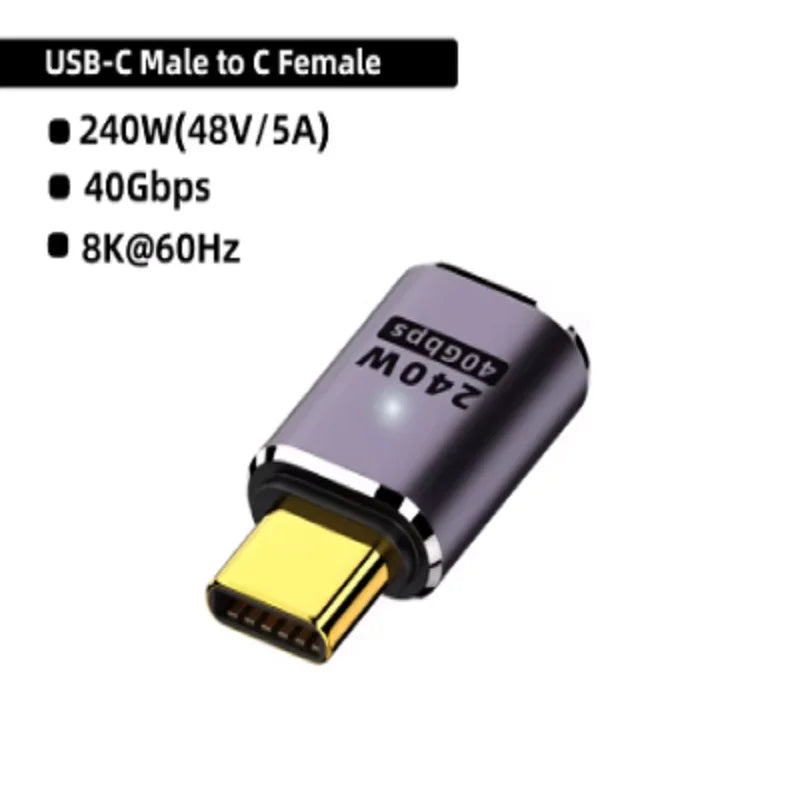 PD 240W 5A USB4.0 40Gbps Thunderbolt3 OTG Adapter 8K @ 60Hz type c USB C to Type-C 48V@5A Fast Charging Converter Data Adapter Oasis Select A