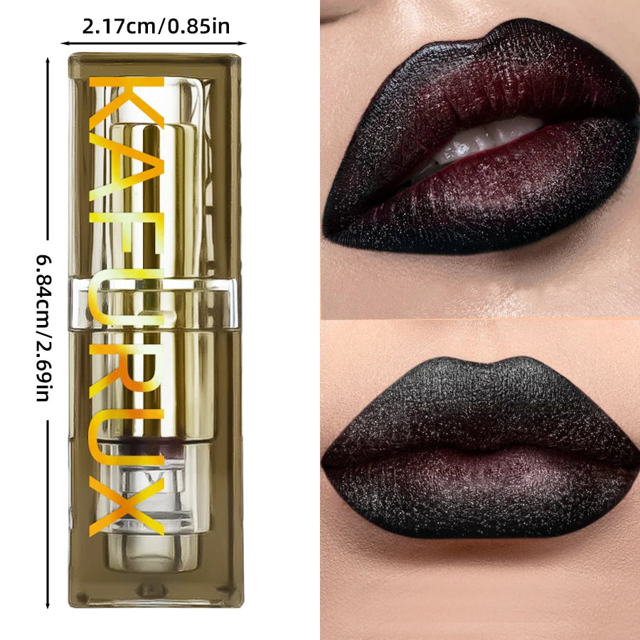 KAFURUX Two-Tone Glitter Matte Metallic Lipstick | Red & Black