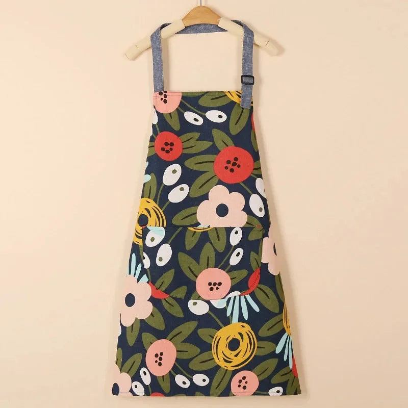 1PC Aprons Fashion Cotton Fabric Waterproof Thickened Dirt Resistant Kitchen Apron and Home Work Clothes Gardening Work Clothing Oasis Select D OneSize